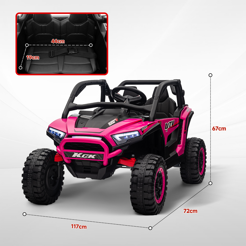 2 Seater 24V 7AH Ride on Truck, Battery Powered Electric Ride On Car w/ Remote, Suspension, 3 Speeds, Pink